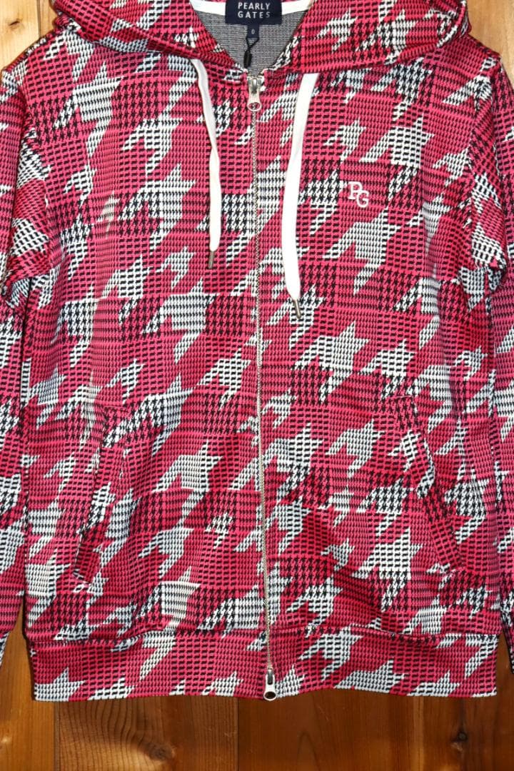 新品 パーリーゲイツ グレンチェック千鳥柄 フルジップフーディー 0サイズ　Ⓗ
