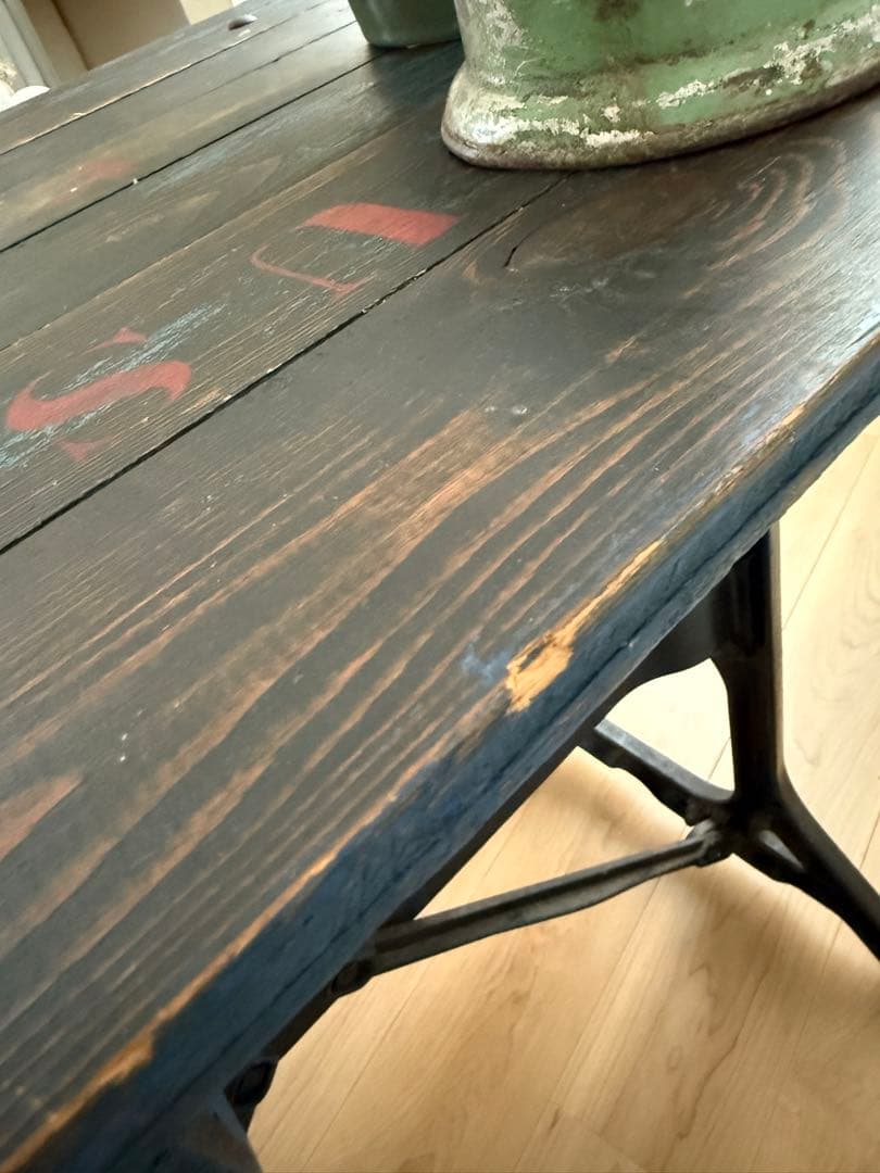 【英国買付・希少】ペイント天板 × SINGER脚 アンティークテーブル