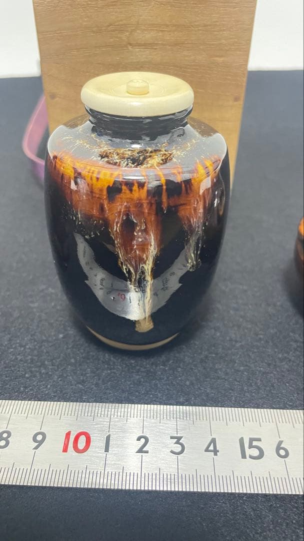 茶入 茶壷 笹田有祥 落款有 共箱