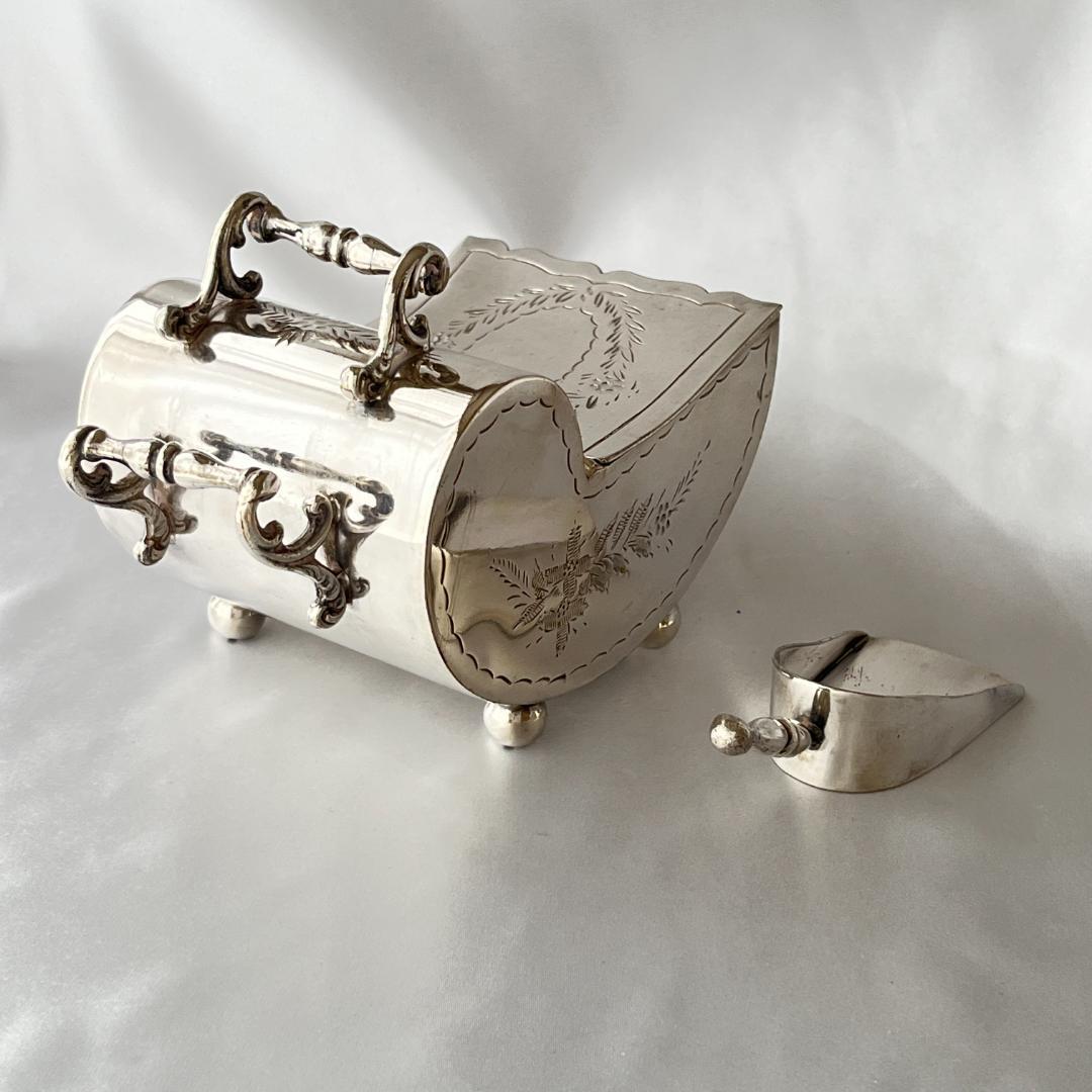 【英国】シュガーボックス / スカットル スコップ【シルバープレート】