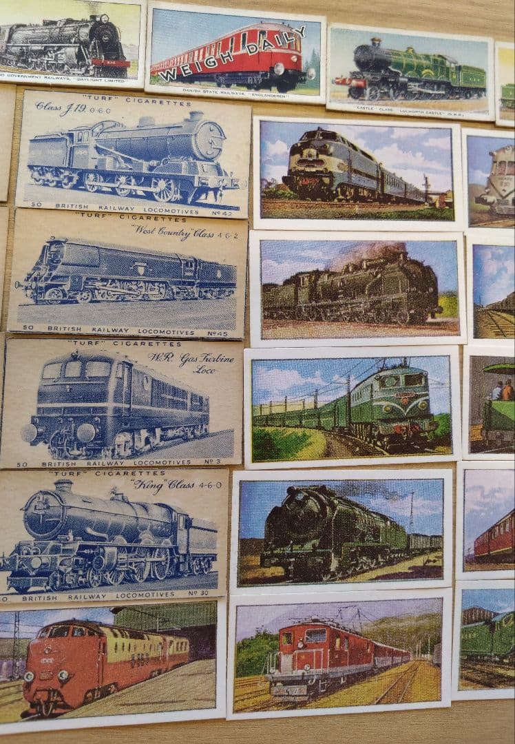 イギリスアンティーク　シガレットカード等　34枚　機関車、汽車、電車
