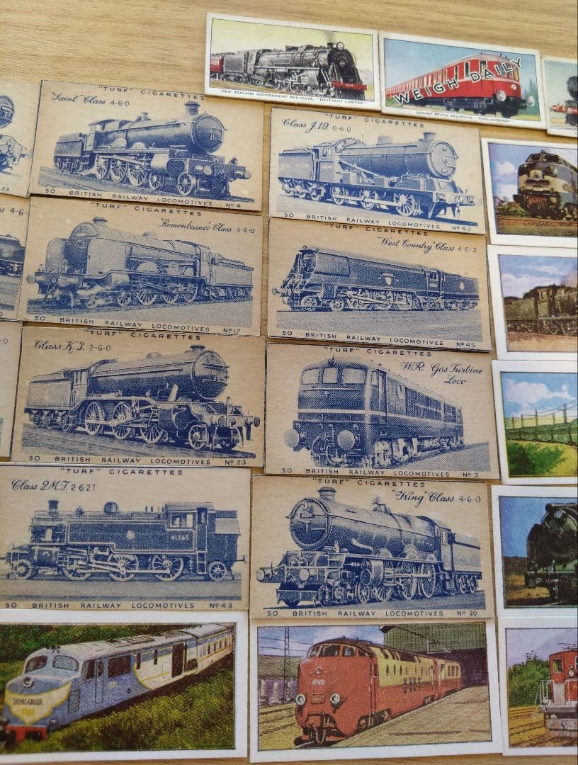 イギリスアンティーク　シガレットカード等　34枚　機関車、汽車、電車