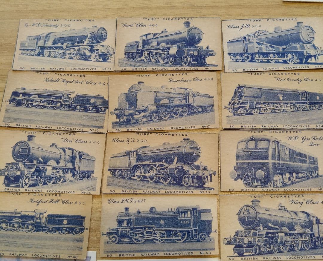 イギリスアンティーク　シガレットカード等　34枚　機関車、汽車、電車
