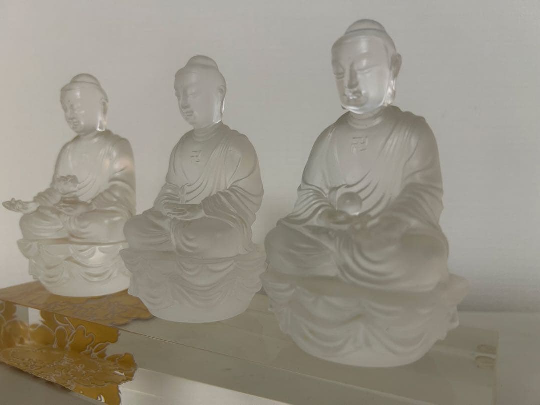 琉璃工房 三宝仏(阿弥陀/釈迦/薬師如来) 琉璃佛像観音菩薩 24K金箔 限定品