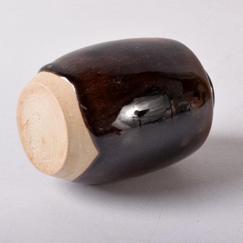 茶道具　京焼　桶谷定一作　肩衝茶入　仕覆付　共箱　V　7748