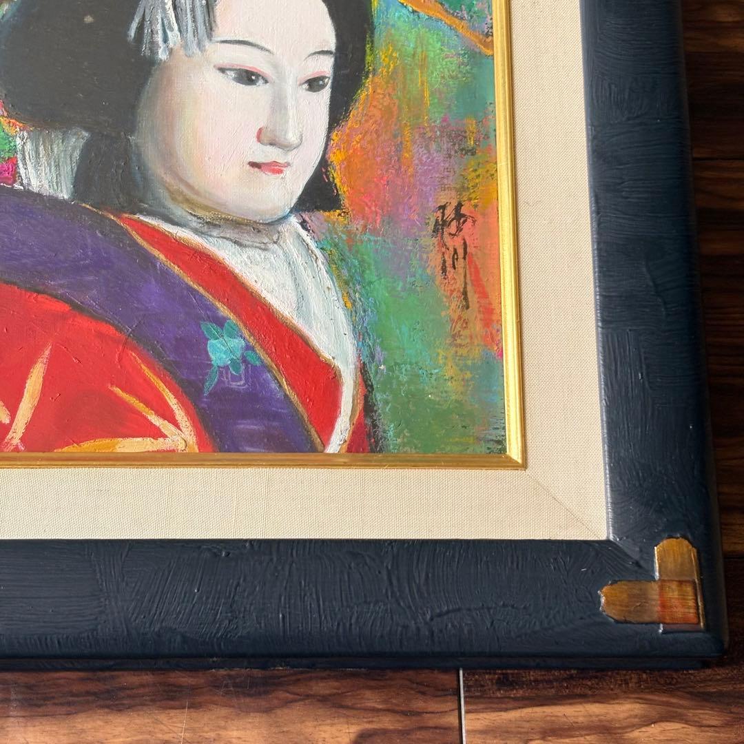 小田次男「梅川忠兵衛」油彩4号 額装 三越シール 油絵 油画 絵画B