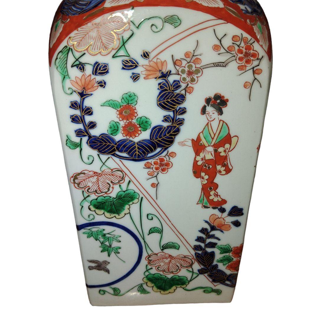 古伊万里　美人色絵角徳利　角福