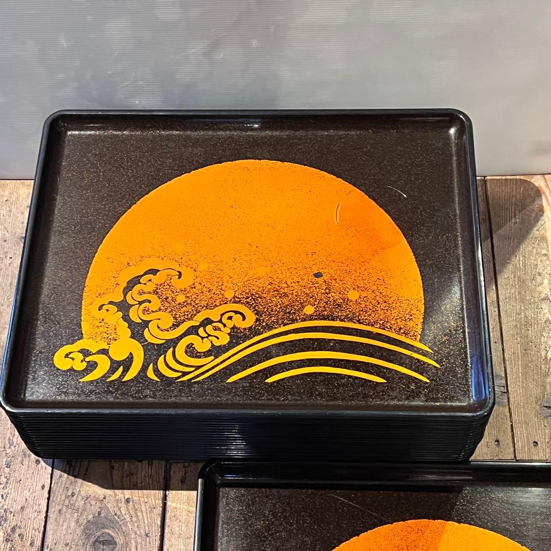 ①波　太陽　月　黒盆　和風　20枚　おまとめ　懐石　旅館　昭和レトロ