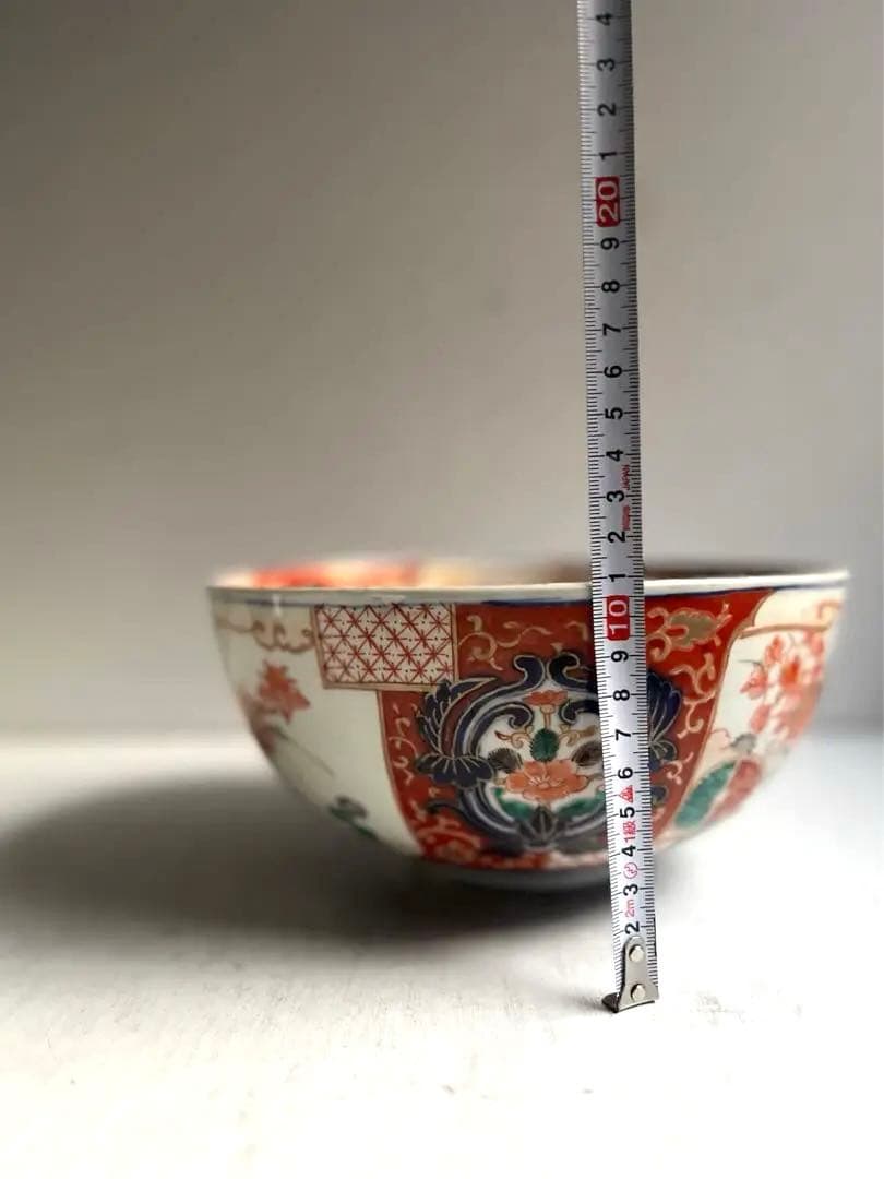 888 骨董 アンティーク 古伊万里 染付 色絵金彩花籠紋様深鉢 幕末 明治