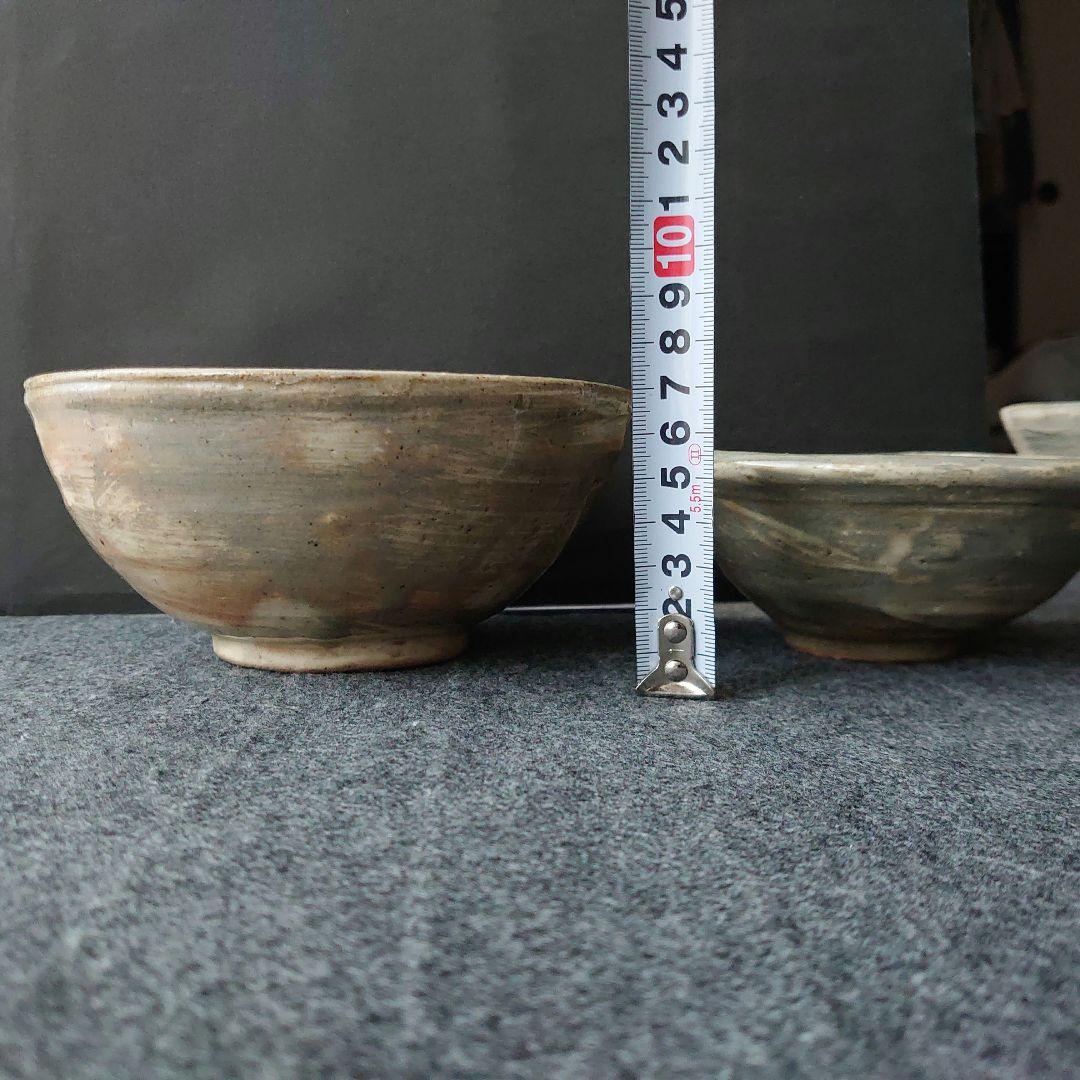 唐津焼 古唐津 茶道具 抹茶茶碗 菓子器 4点 袱紗付き 骨董 食物柄 未使用