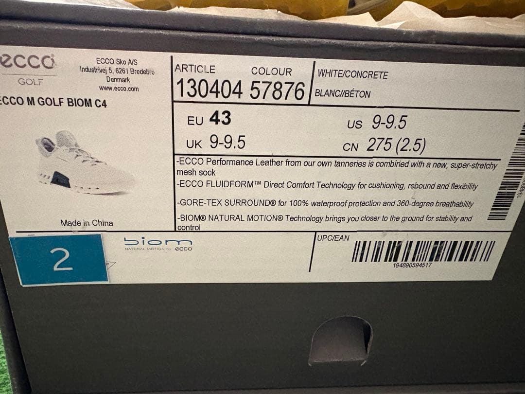 ECCO GOLF BIOM C4 ホワイト 43