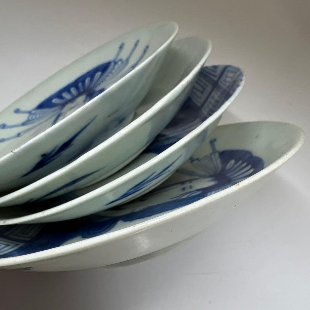 中国清朝時代　青花美人画小皿17枚　木箱　直径約11.5㎝東Y7-1024☆2F