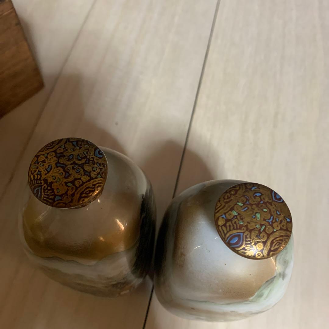 九谷　鏑木製　細密絵付　徳利　一対　共箱