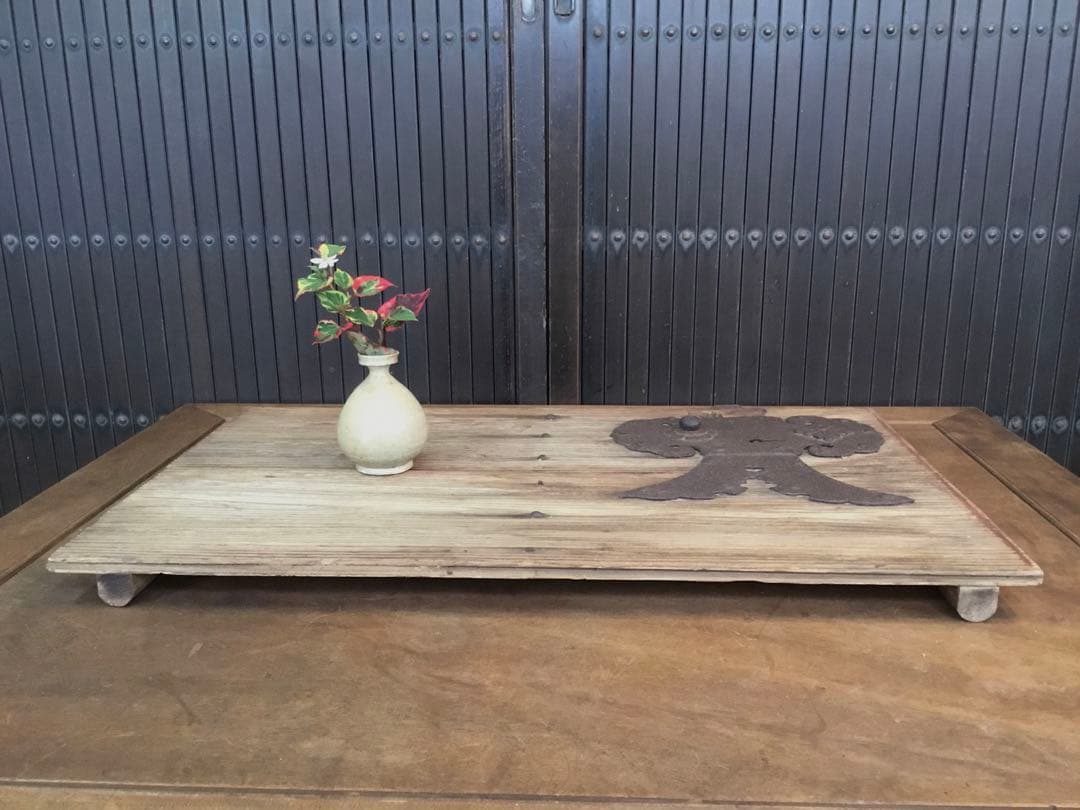 江戸〜明治時代　枯れ板　敷板　花台　錠前金具付　古い蔵戸/ 李朝　ソバン