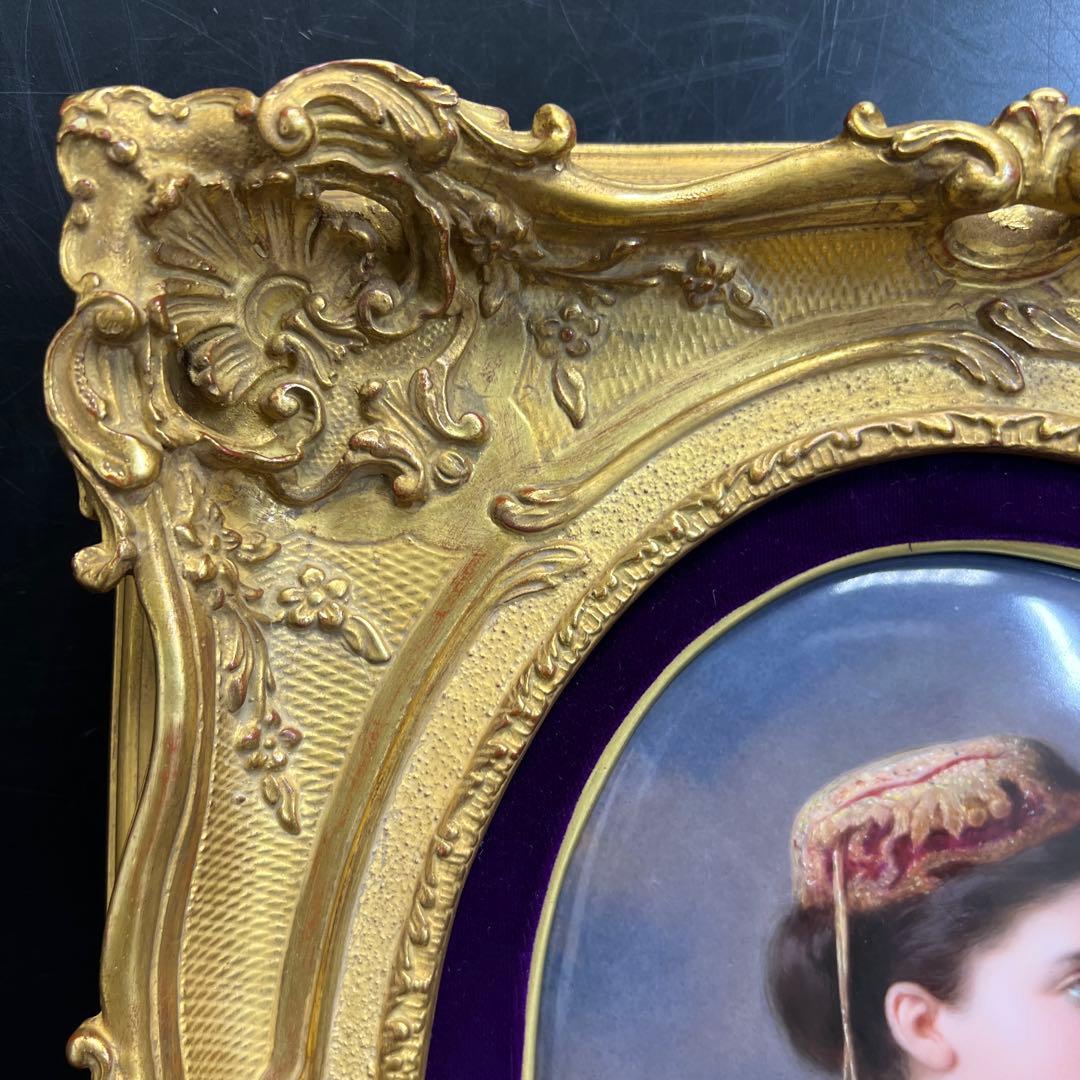 19世紀KPMベルリン人物文陶板画　「KPM」刻印　共箱　東Y7-1219☆1F