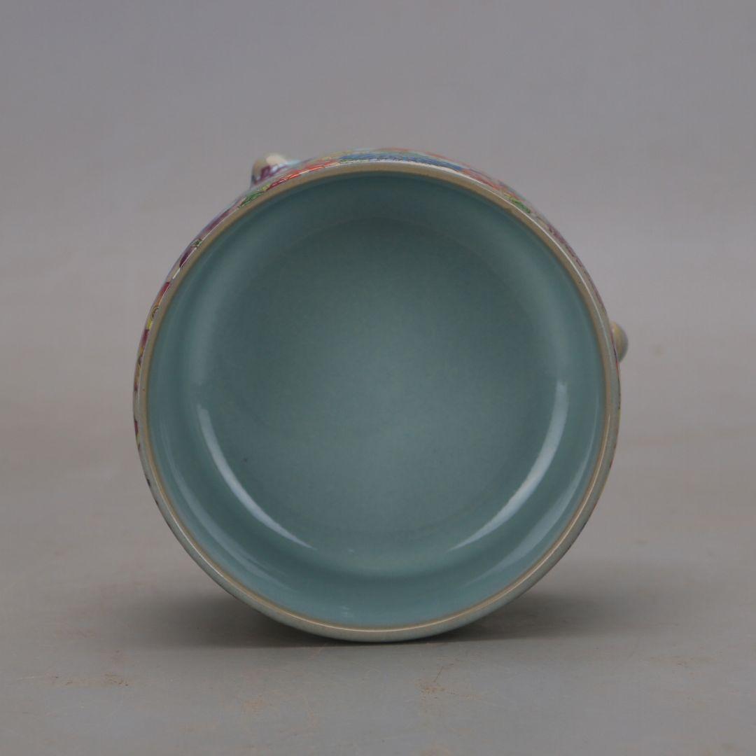 万花満工パステル三足香炉 景徳鎮 陶磁器 装飾品 現代工芸品 美術品 置物