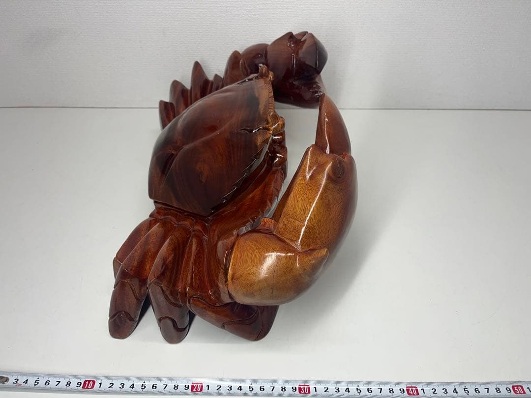 稀少 木彫り 大きい 蟹 カニ 木製 置物 木工 工芸品 飾り 隠し収納