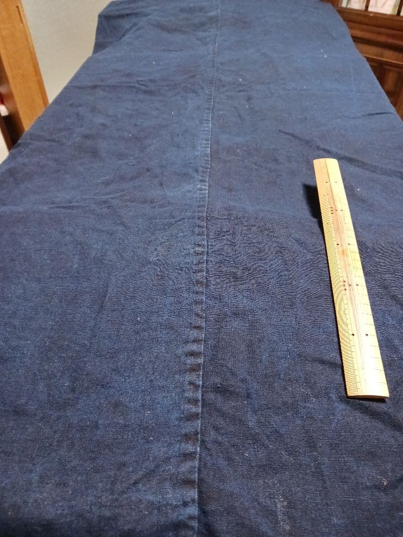 古布　油単　綿　濃紺　藍染　紋四つ　筒描き　一枚