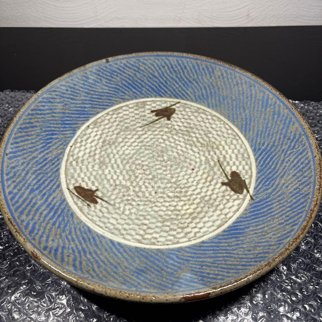 真作　人間国宝　島岡達三　象嵌皿　経約27センチ