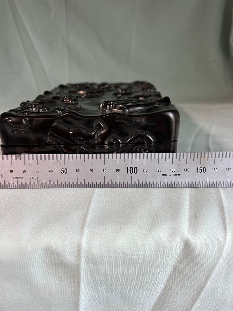 中国美術 ハイレリーフ 細密彫刻 紫檀 唐木 箱 香盒 文房品