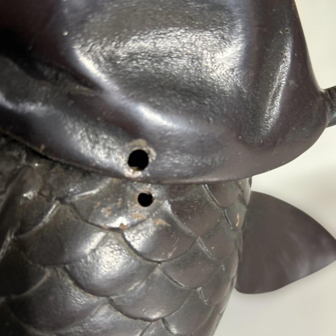 金属製 魚に乗る人物の彫刻　美術品　骨董品