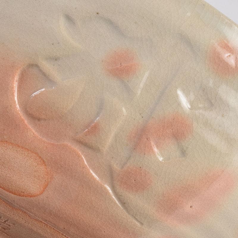 萩焼　川瀬竹春作　種字文　菓子鉢　共布共箱　M　R8934