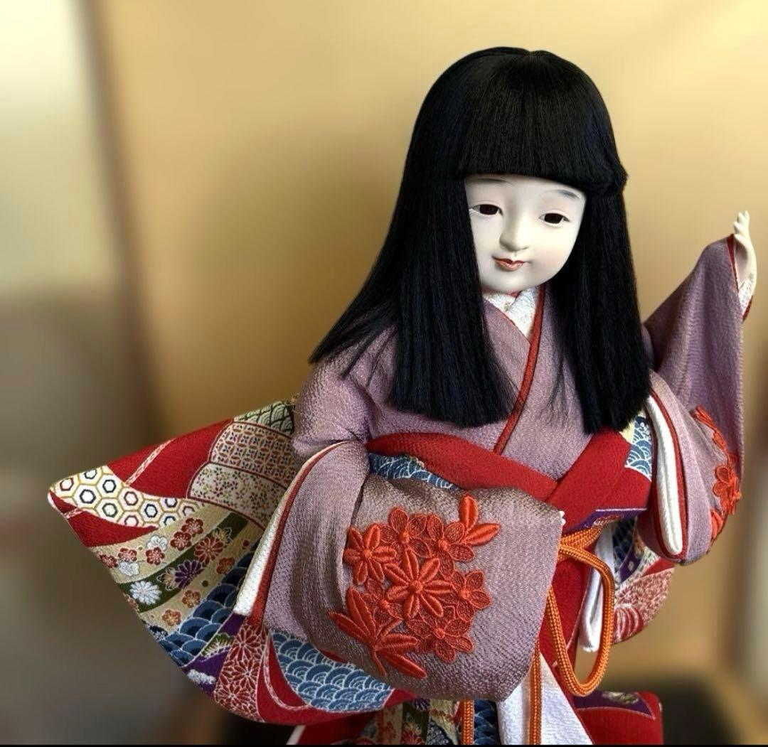 伝統的な市松人形 舞妓市松人形ガラスケース入り　希少