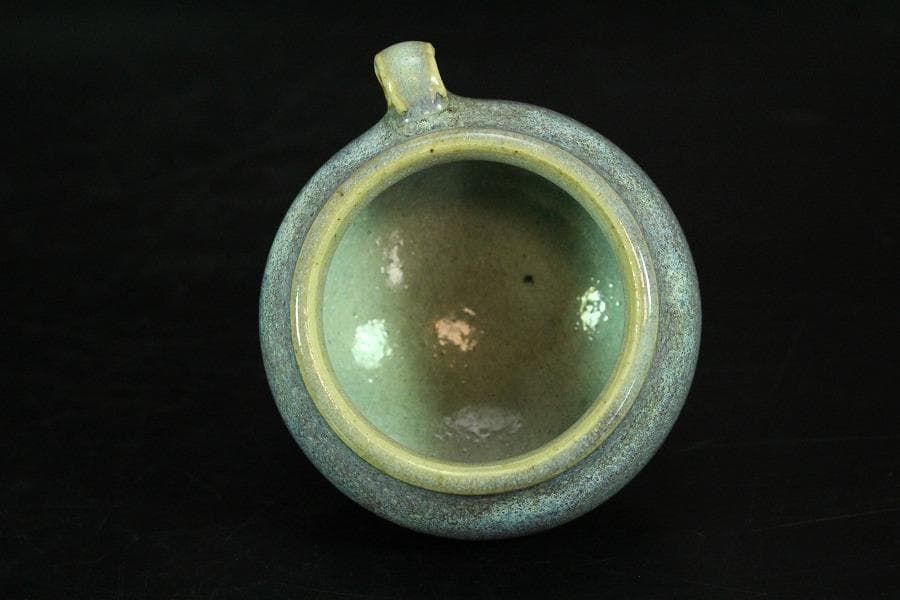 中国美術 鈞窯 鳥餌器 φ6cm 希少 文房具筆洗伝来(K-YC352)