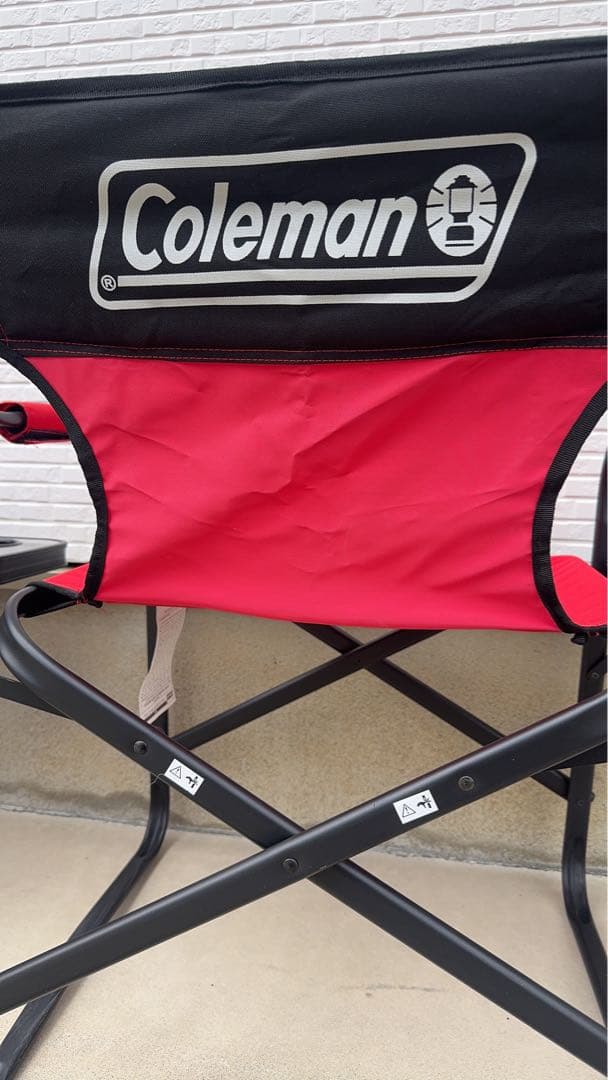 【★限定価格★】Colemanサイドテーブル付デッキチェアST(レッド)2脚