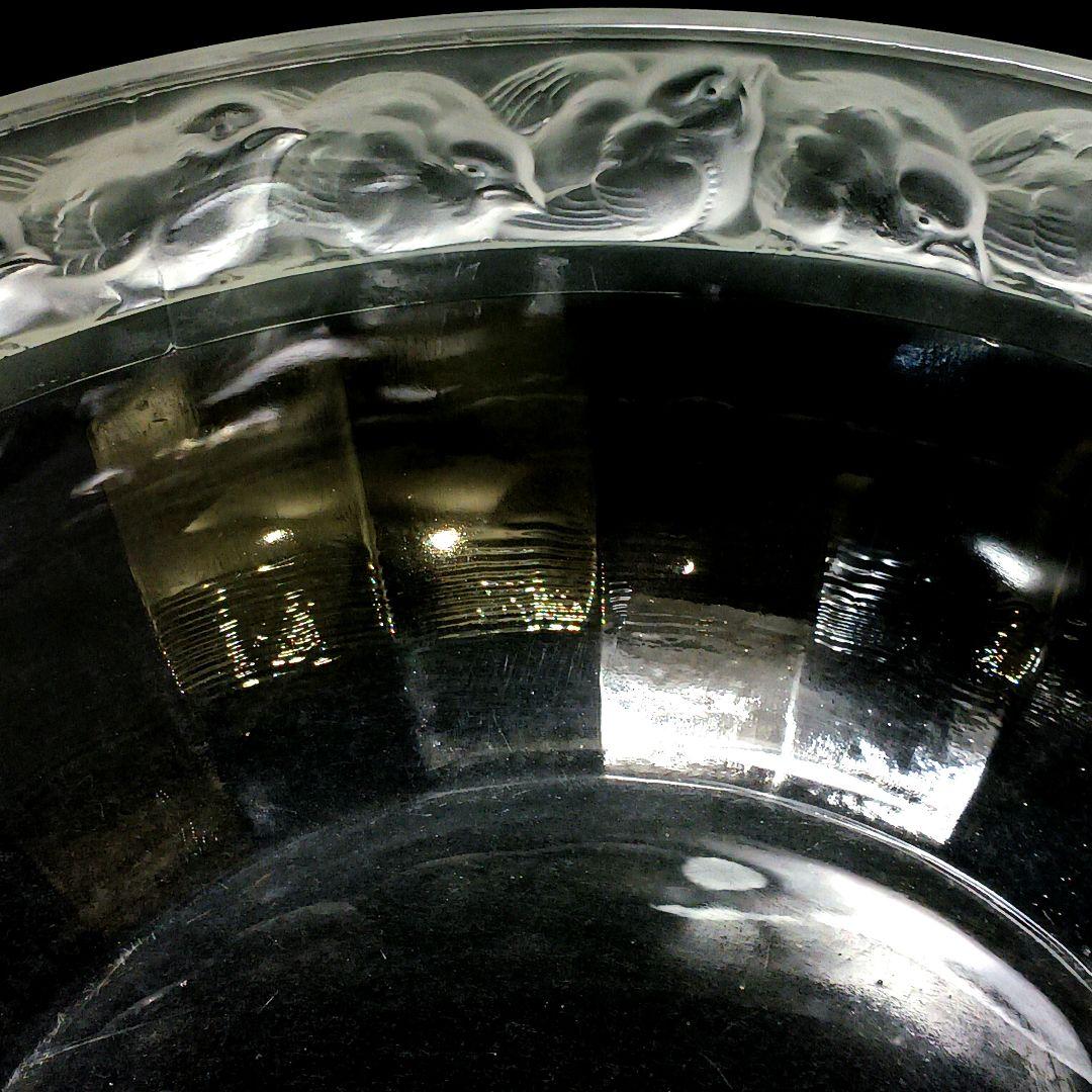 Y2946 ルネ・ラリック メゾンジュ 小鳥 ガラス鉢 直径23㎝　T