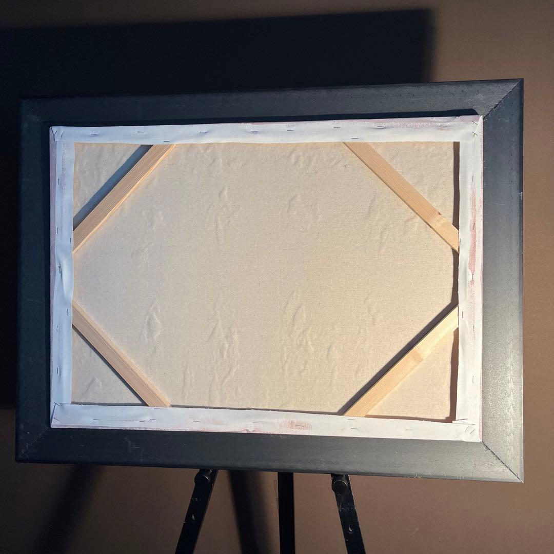 手書き油絵 ゼブラ 額付 絵画 インテリア 油彩画