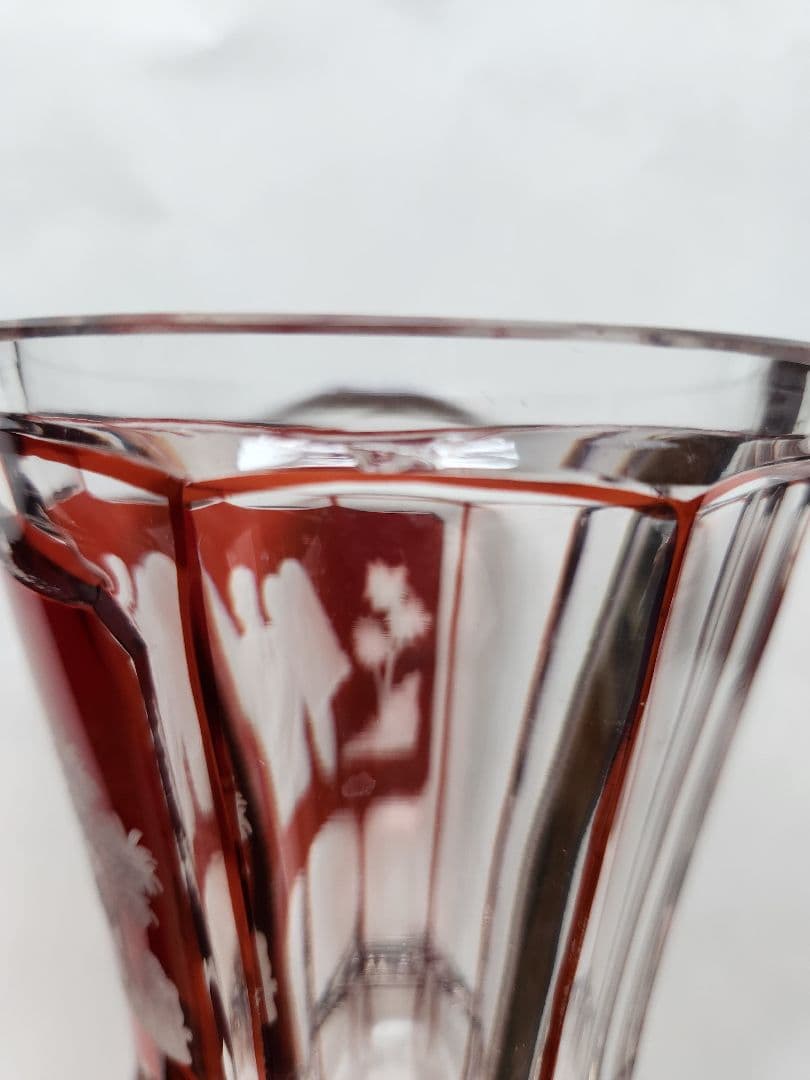 モーゼル　ガラス工芸品　ゴブレット　花瓶　クリスタル　赤