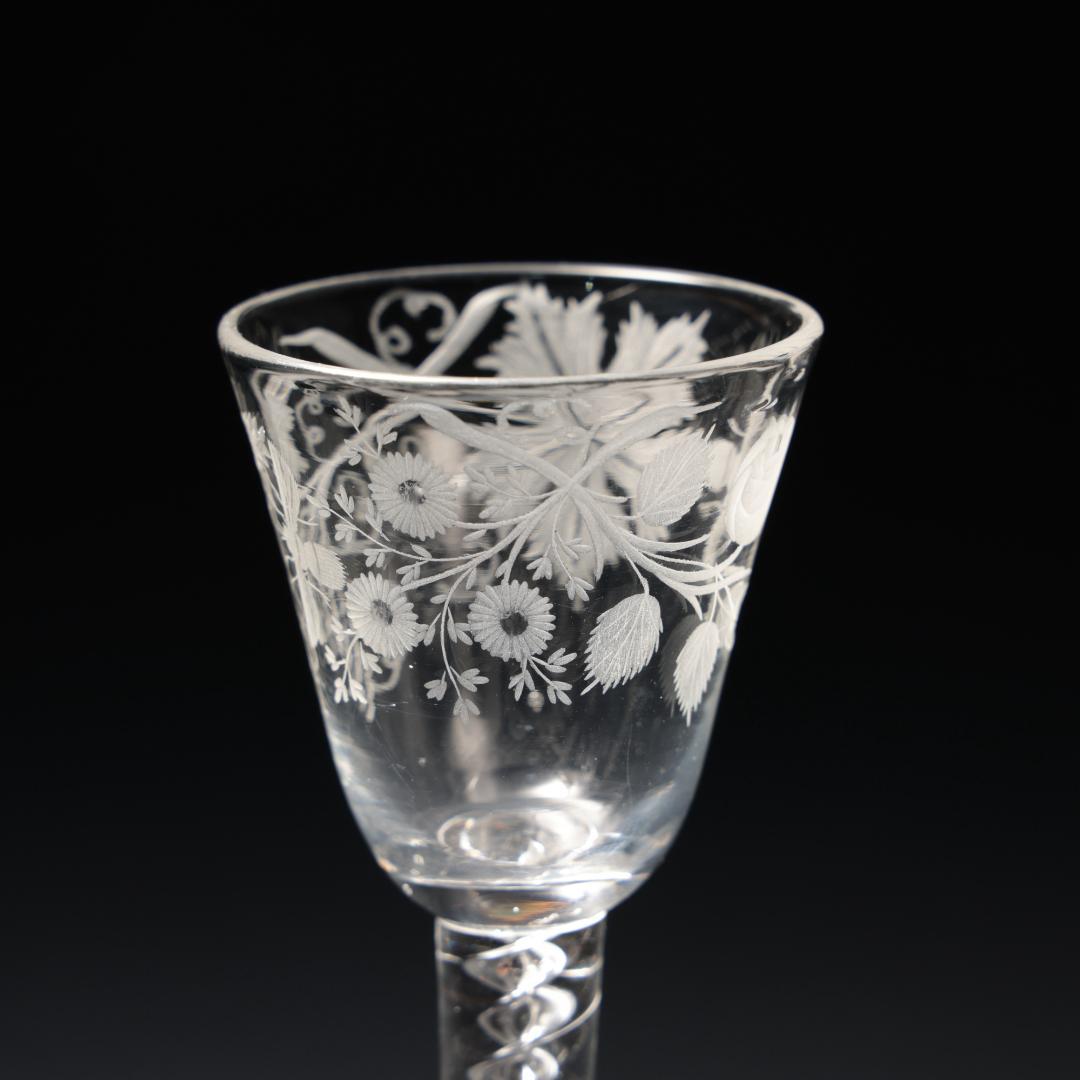 アンティークグラス　ジャコバイト　葡萄と蜂　ツイストステムR1542ダI