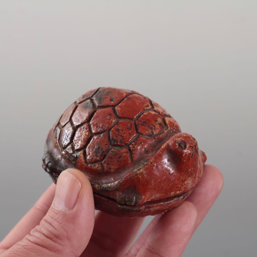 赤楽 亀 香合 茶人の花押 茶道具 古美術 古道具 アンティーク