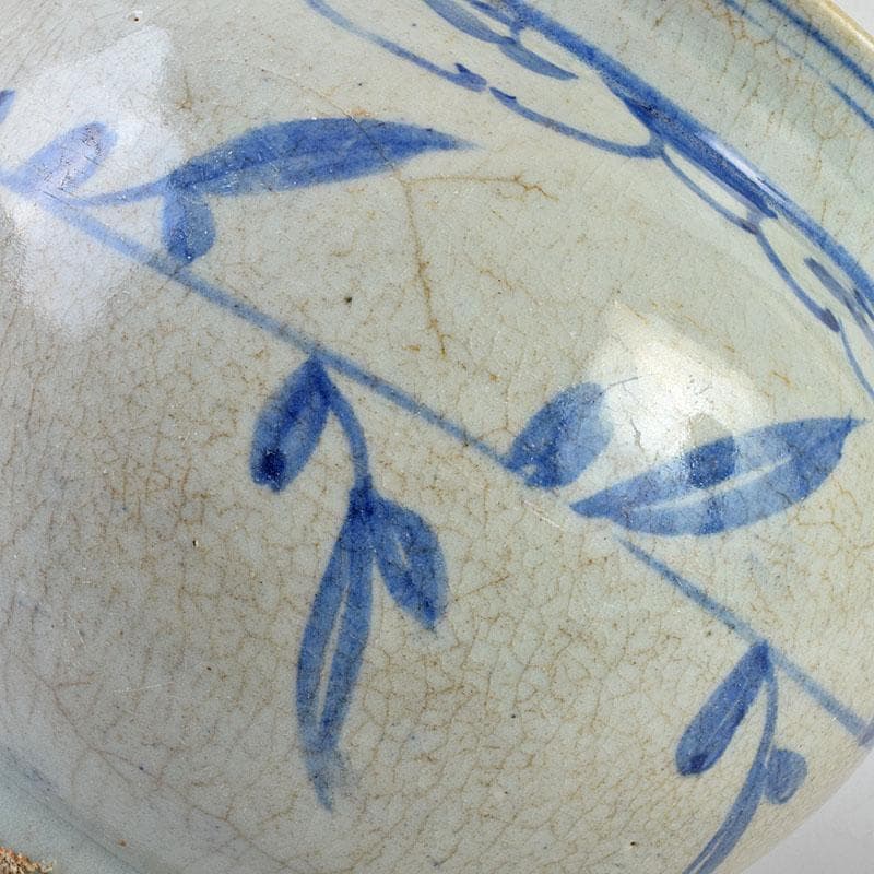 朝鮮美術　李朝　高麗白磁　染付　花文　壷　時代箱付　D　R9146B