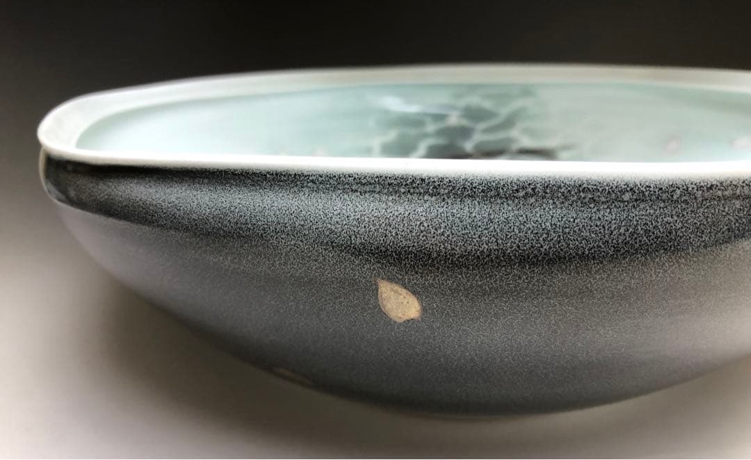 末岡信彦作　釉描色絵桜魚水面図鉢 共箱　日本美術　皿　インテリア　藤本能道愛弟子