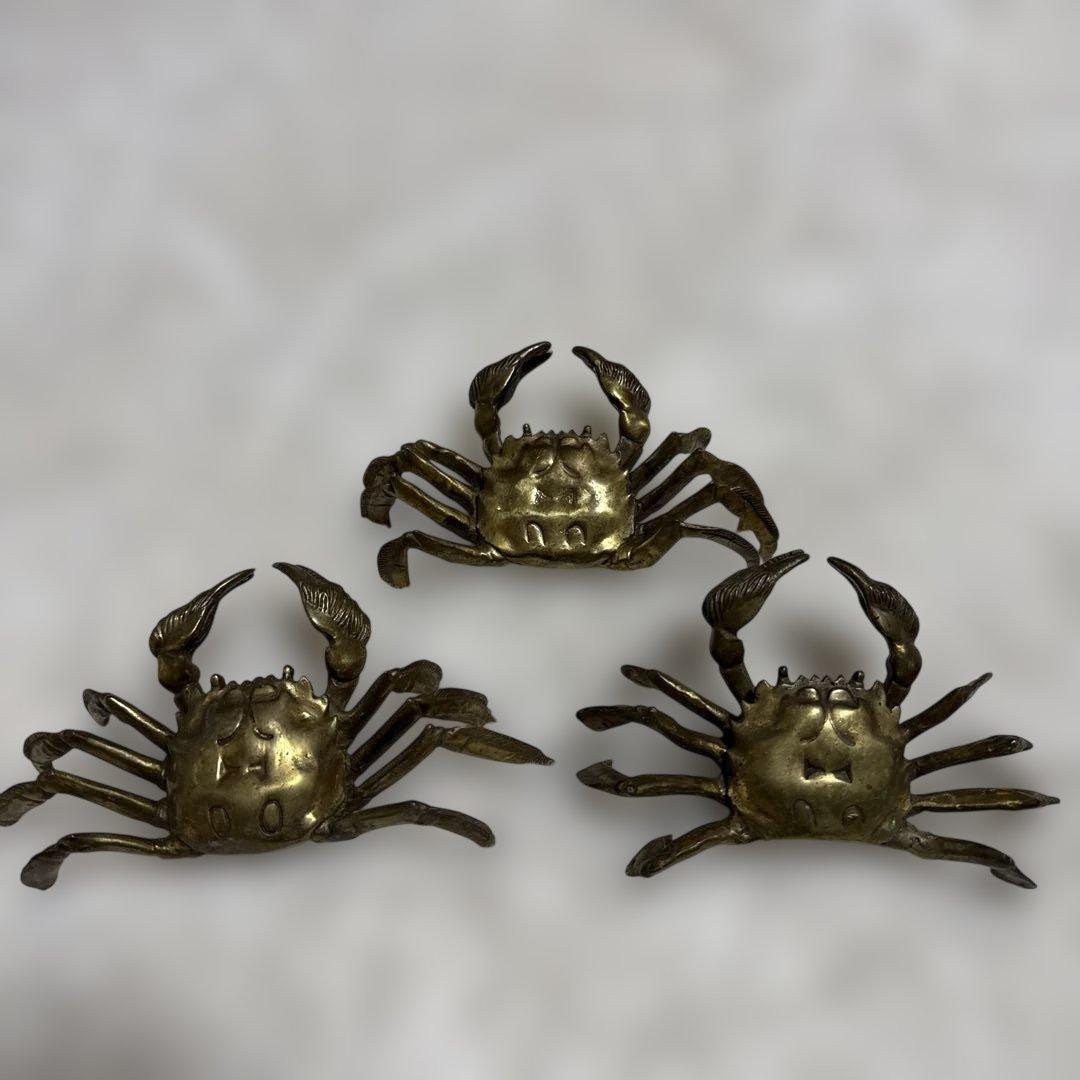 真鍮 蟹 置物 セット