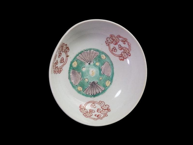 古伊万里　色絵　丸紋に貝の図　春寒鉢　膾皿　B129AS-DAz