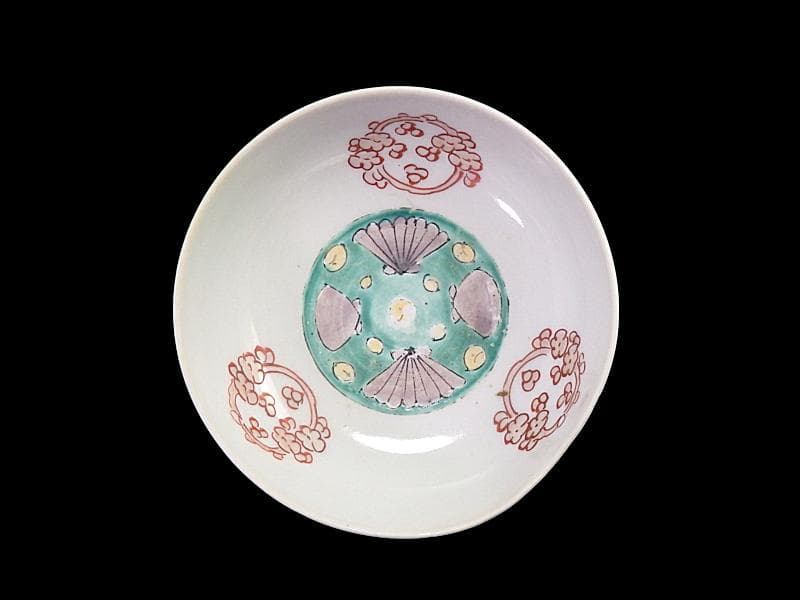 古伊万里　色絵　丸紋に貝の図　春寒鉢　膾皿　B129AS-DAz