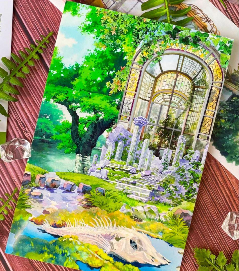 【9077】海外　マスキングテープ　5m巻　PETガラス屋根　アーチ窓　植物