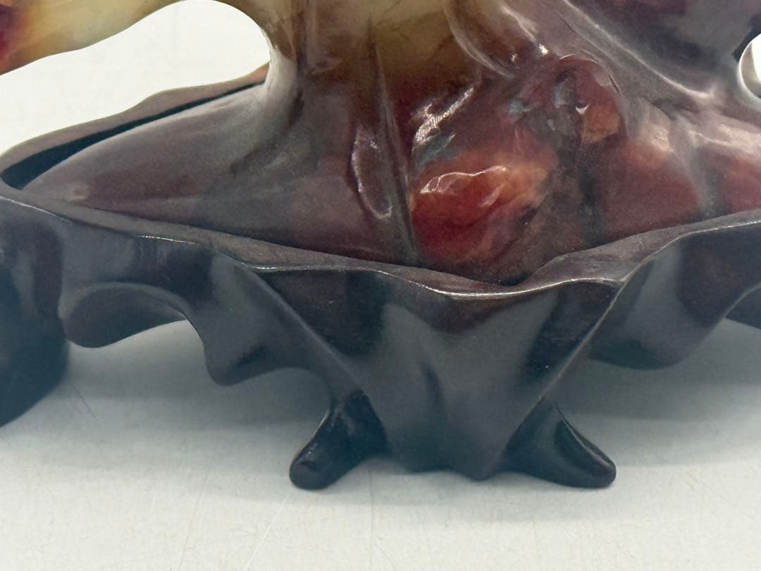 中国　玉製　鳥　台付　置物　送料込み260107