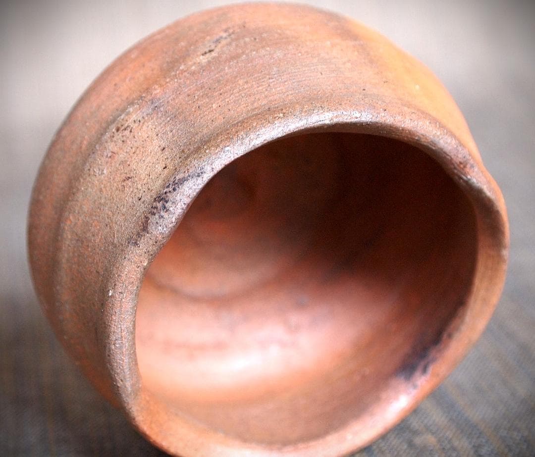 人気作家★中村和樹【師：中村真・中村六郎】★備前【窯変】ぐいのみCC★共箱・布