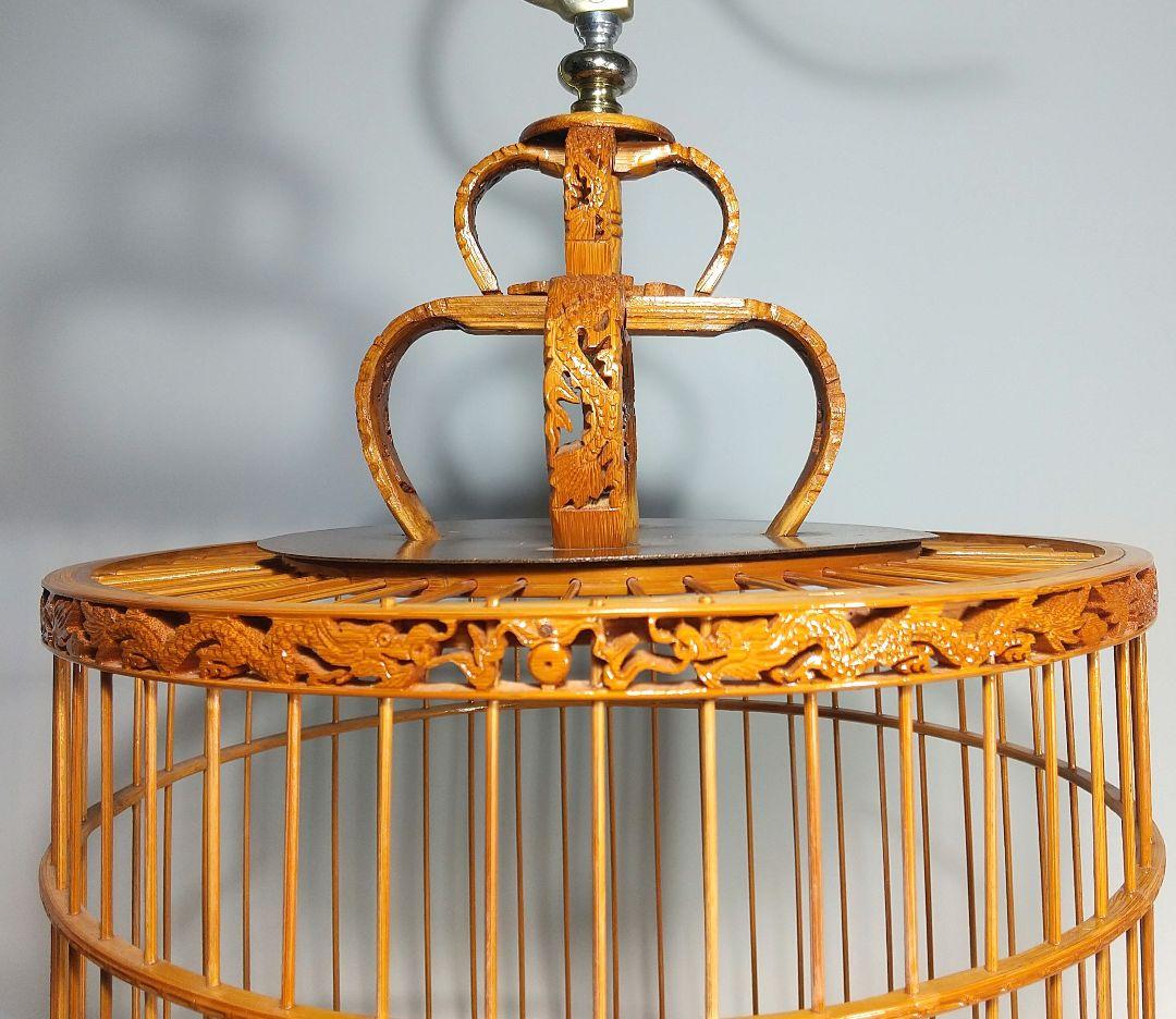 竹製 鳥籠 龍(ドラゴン)の透かし彫 38頭