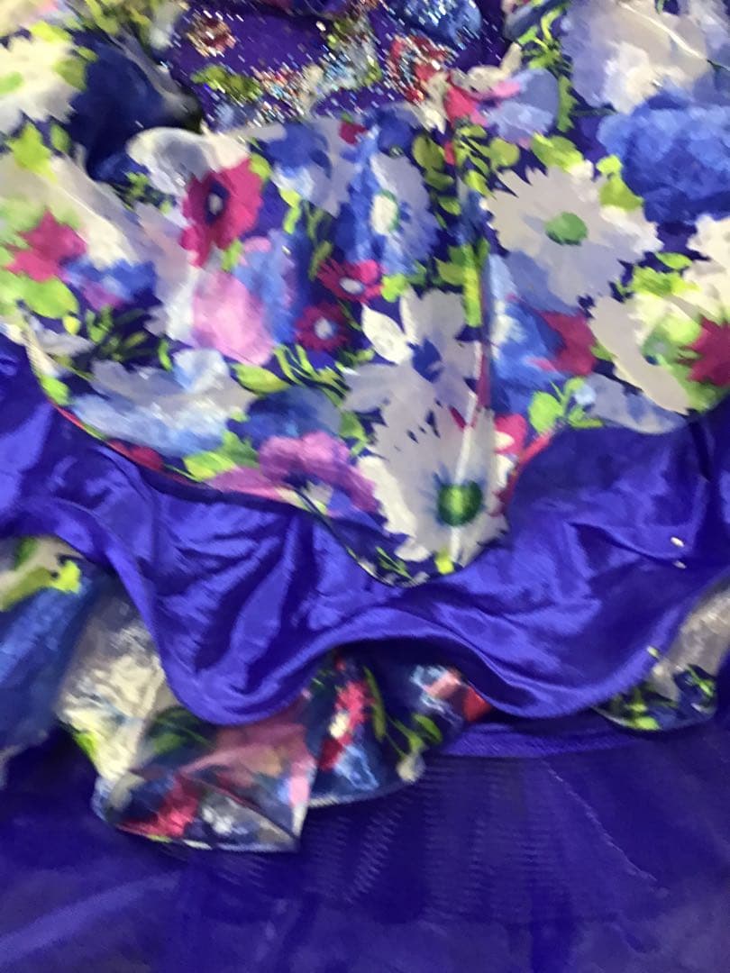 タカダンス　ドレス　ブルー　プリント花柄