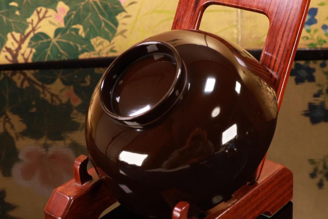 時代漆器　輪島塗　瓢箪図蒔絵　吸物椀　四客　木製　細密 BJ125