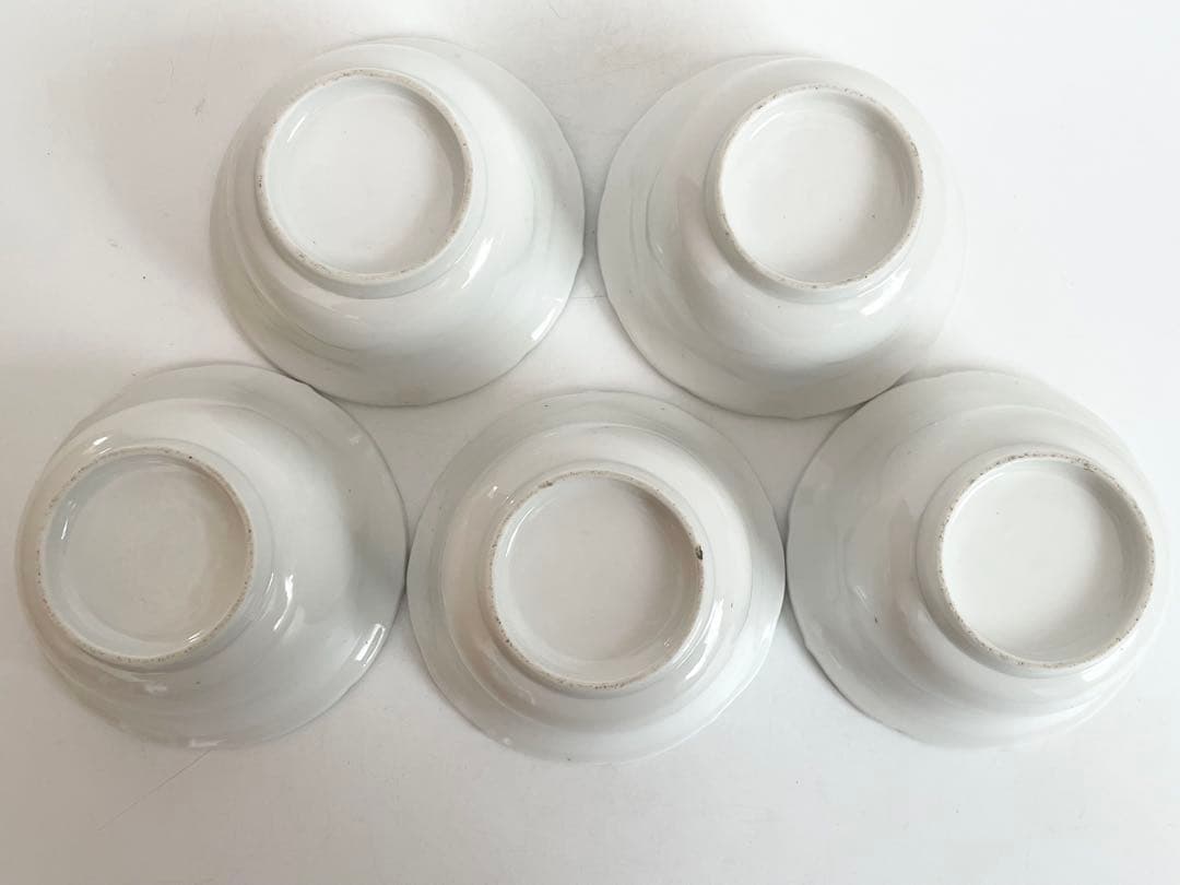 白磁陽刻向付、蕎麦猪口