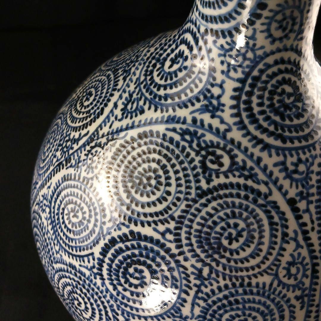 Y2788 古伊万里 染付蛸唐草文瓶 壷 高さ40㎝ 大型