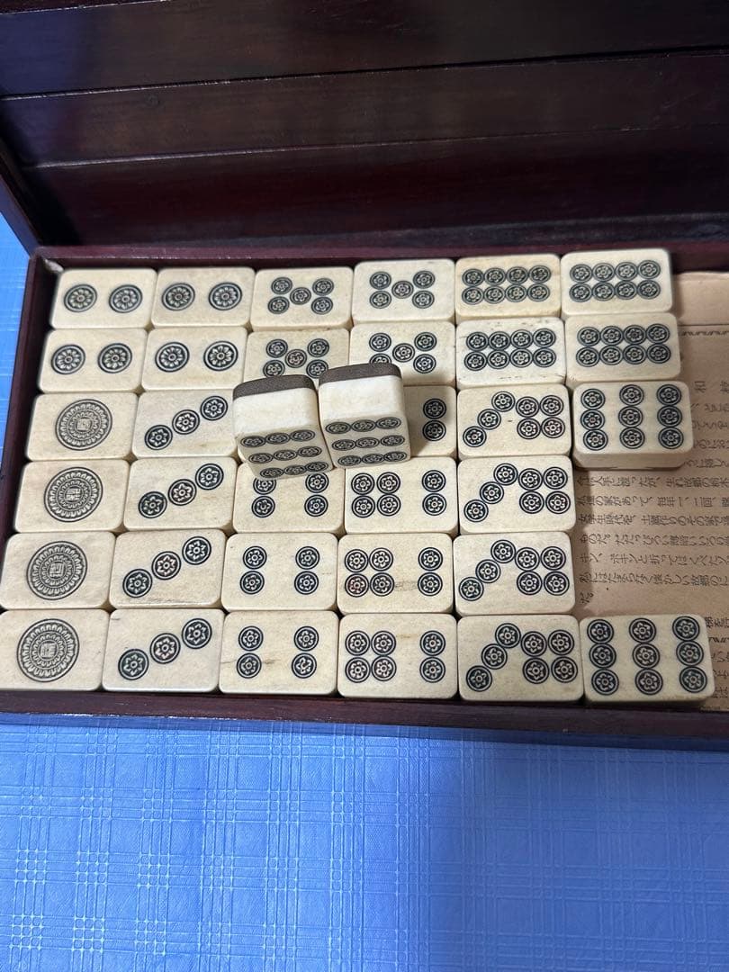 時代 骨製背竹牌 麻雀牌 欠牌無し 花牌 季節牌 草木牌 旧式点棒 古点棒 唐物