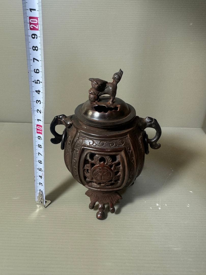 2566 銅製　大明宣徳銘　獅子香炉