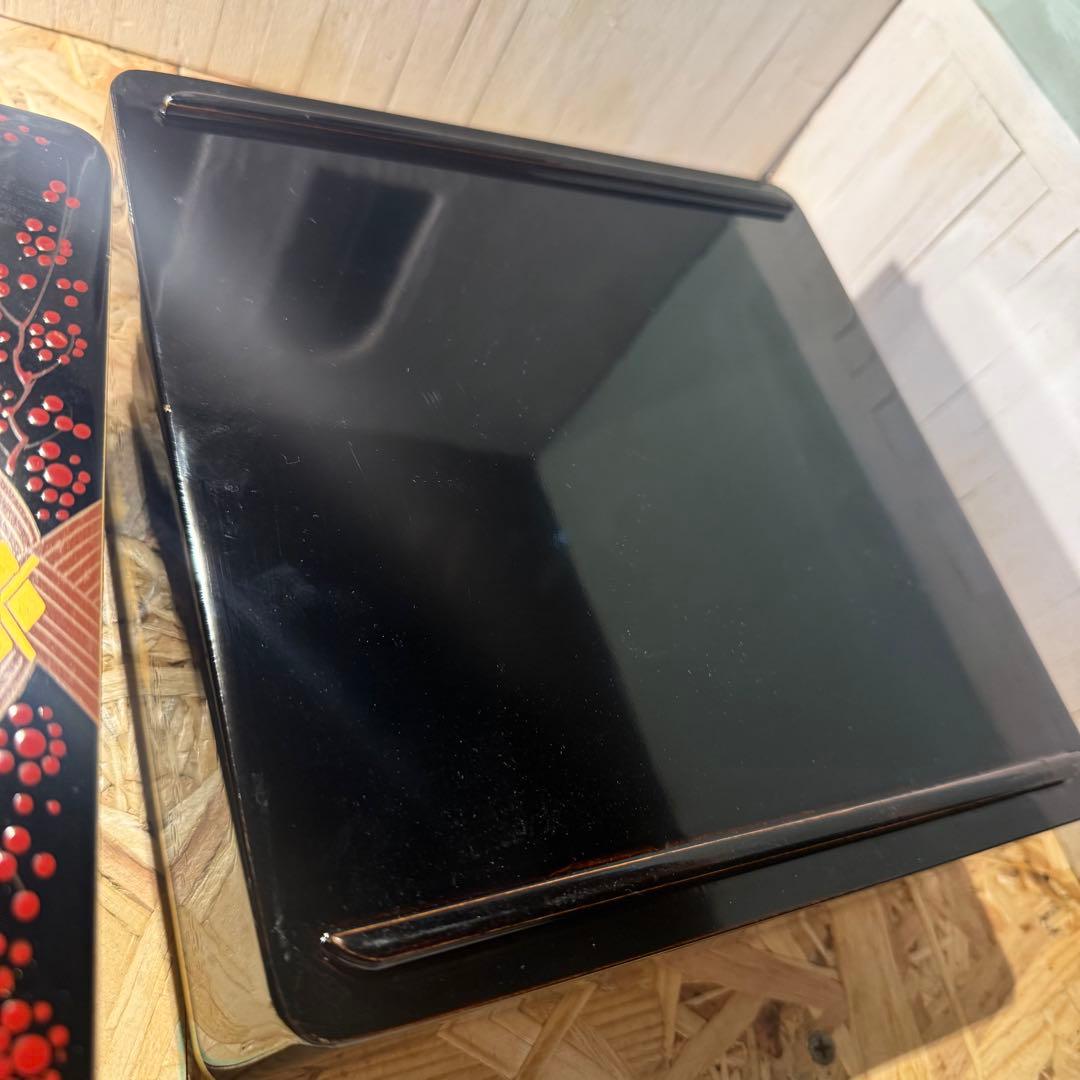 ヴィンテージ♡秀衡塗 2段重箱 黒×金×朱の華やかデザイン お正月 おせち♡